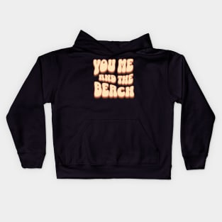 "You Me and the Beach" Retro-Inspired Graphic Tee in Cream and Summertime Orange/Brown Colors Kids Hoodie